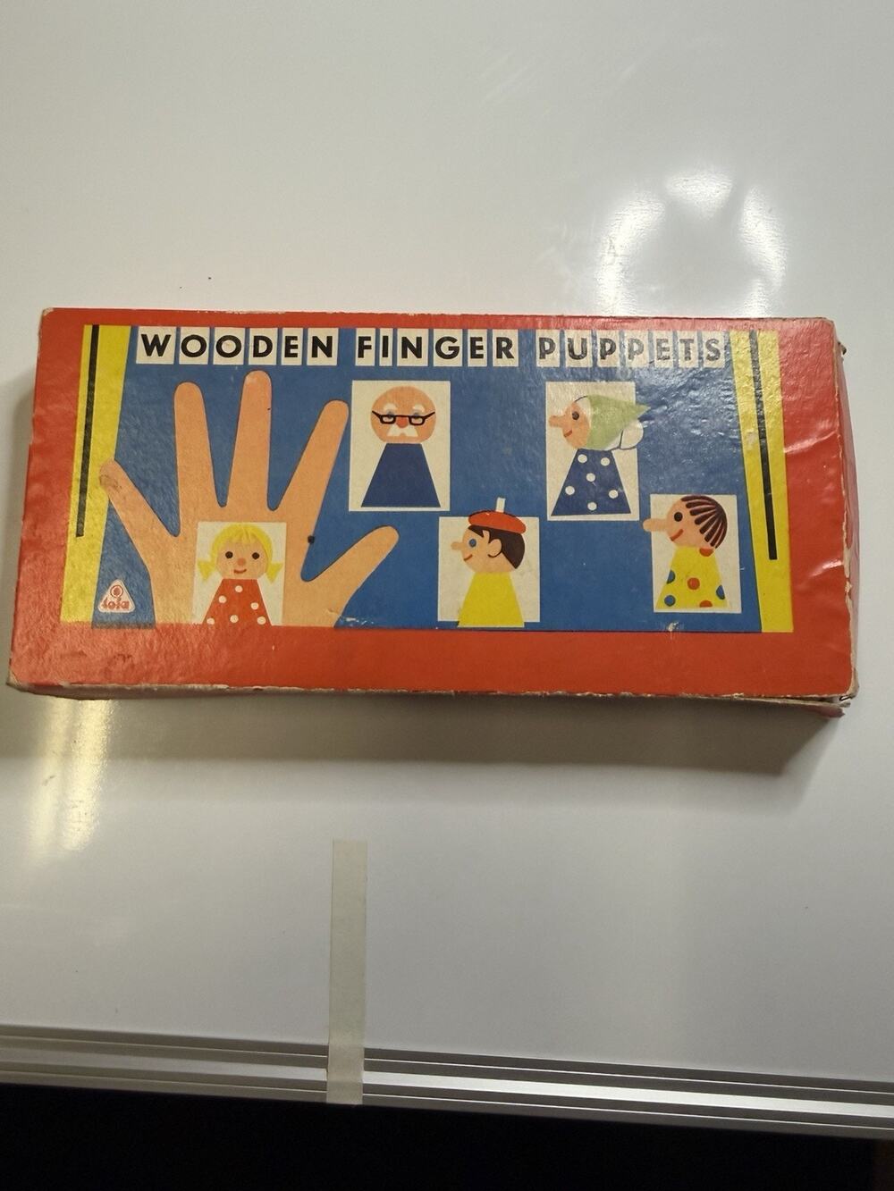 VTG Tofa Wooden Finger Puppets Czechoslovakia 1960s People Set 2 Original Box